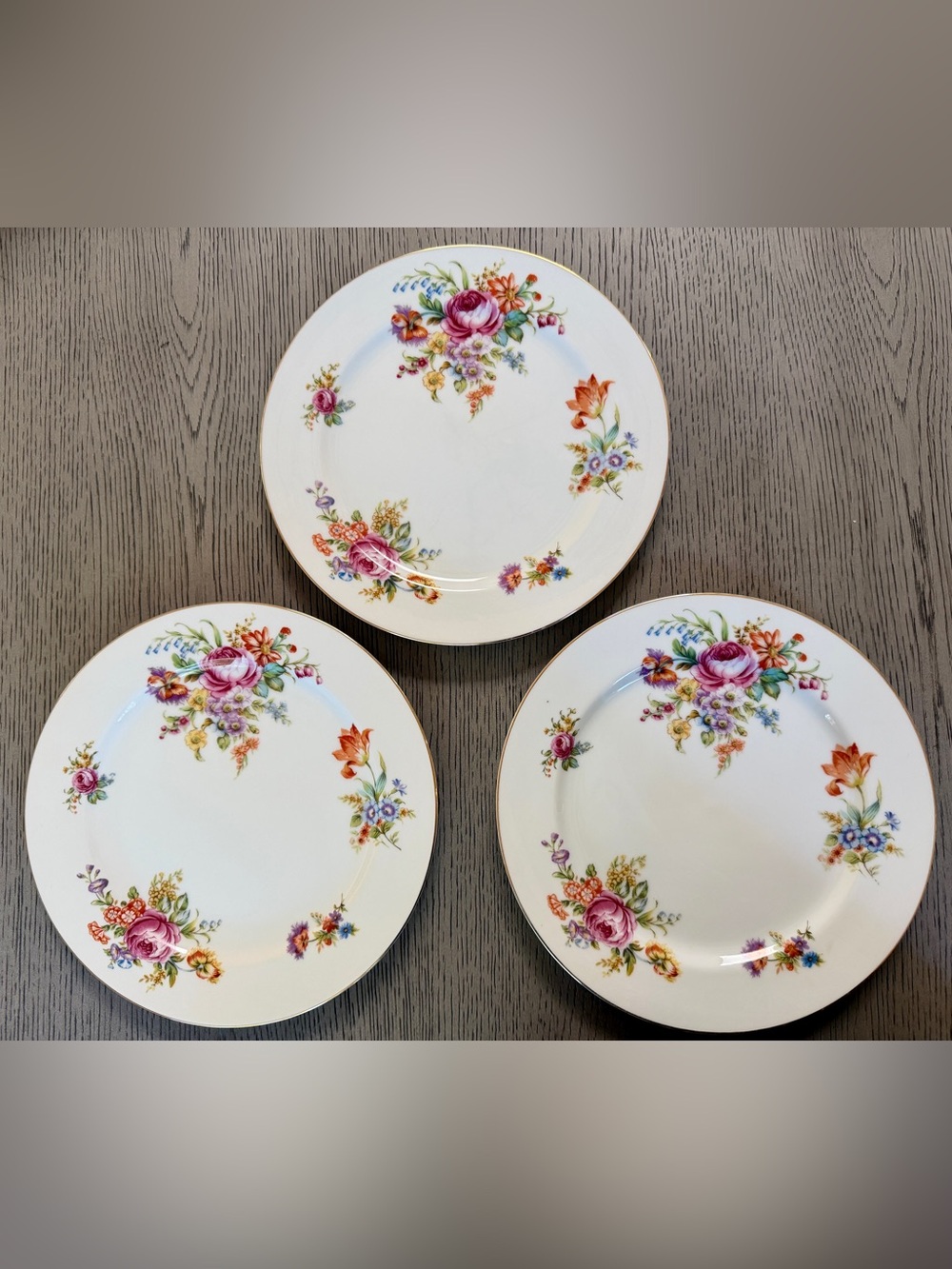 3 Vintage 1945-52 Kingsley Narumi Nightingale Dinner Plates Occupied Japan 10
